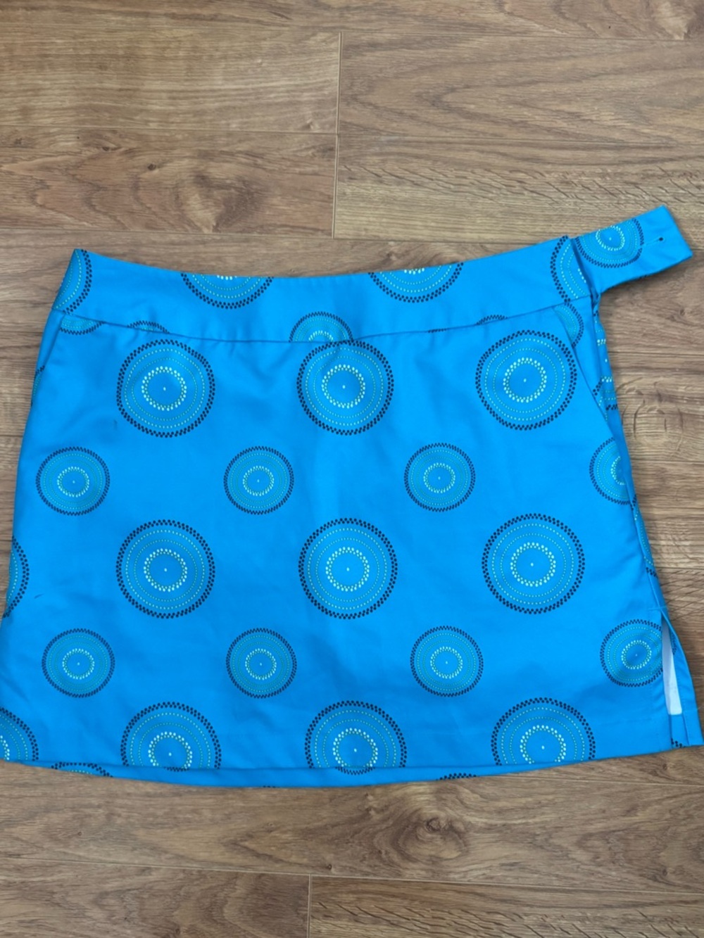 Ashworth Bright Blue Circle-Print Mini golf athletic casual Skirt skort